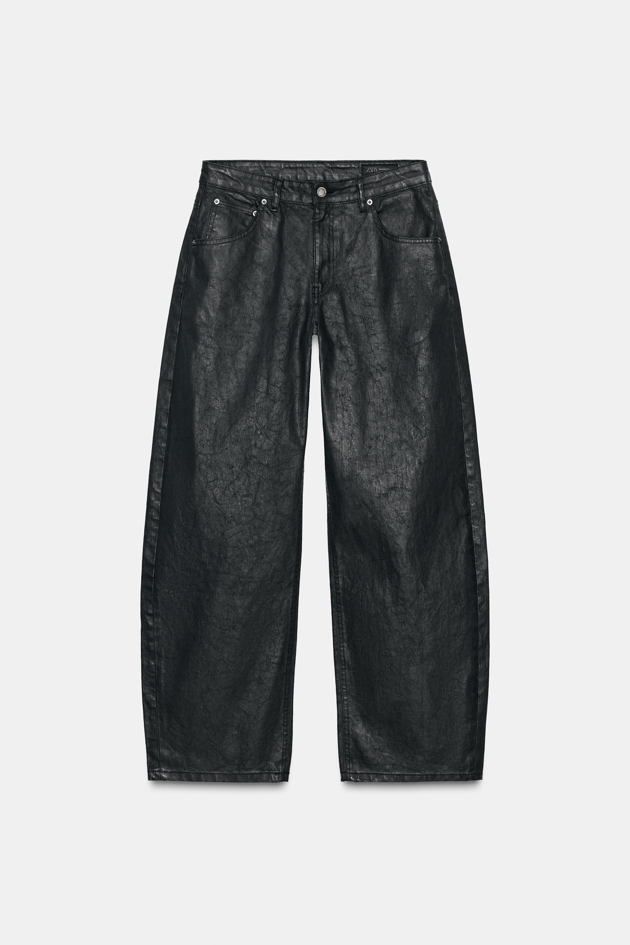 ZW COLLECTION CRACKLED BARREL LOW-RISE JEANS
